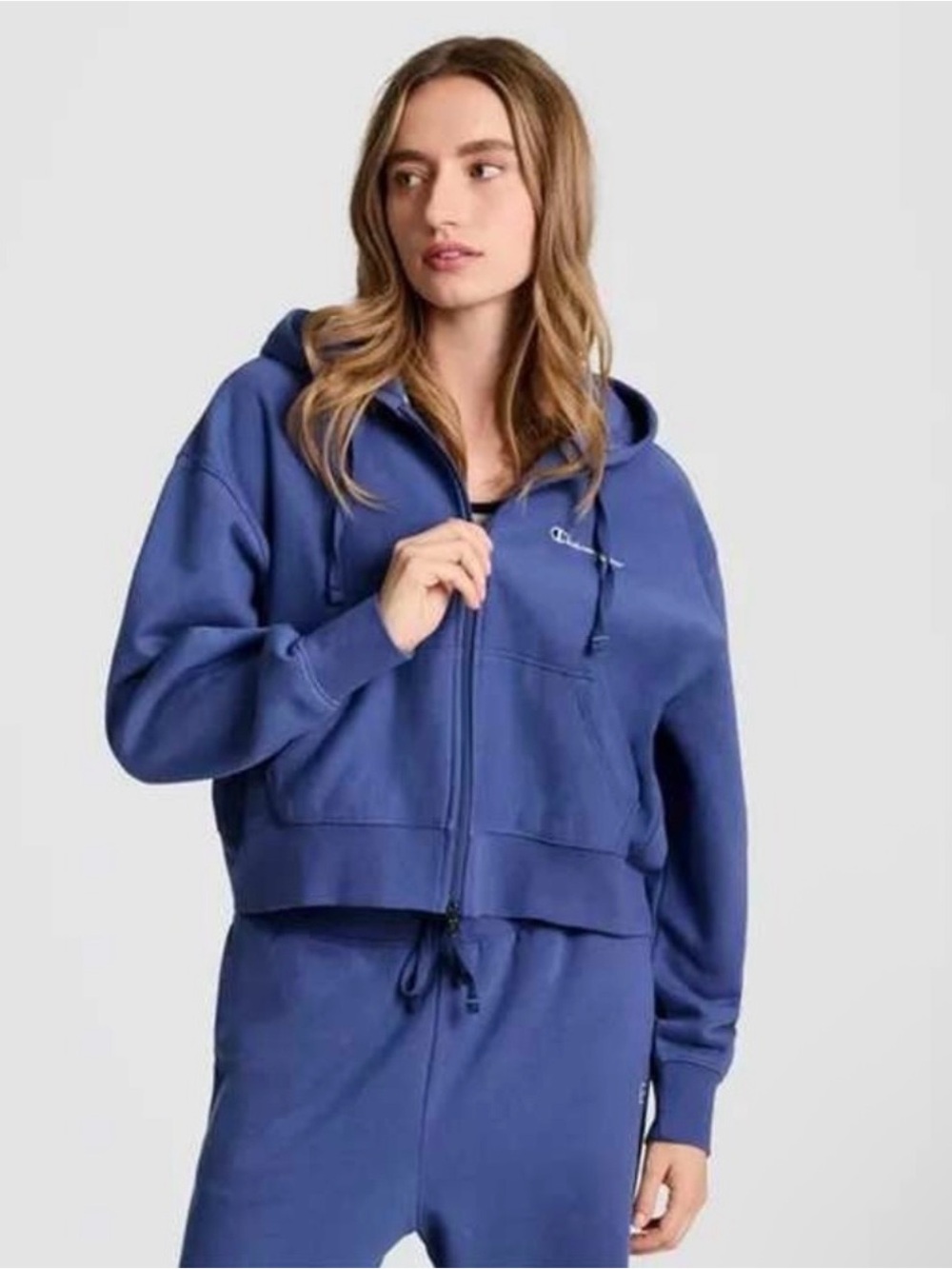 Champion Iconic Cropped Full Zip Hoodie
